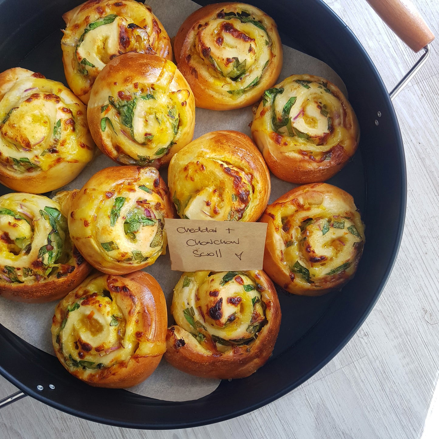 Cheddar + Chow Chow Milk Bread Scroll